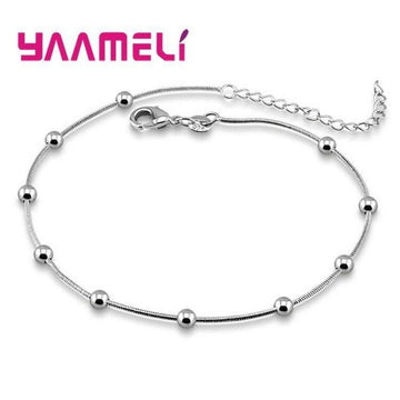 Delicate S925 Sterling Silver Cute Round Beads Bracelet Anklet - Best Online Prices by Jewellery Supermarket - The Jewellery Supermarket